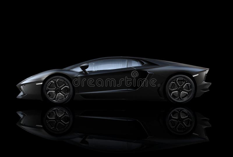 Black lamborghini aventador on black background. Black lamborghini aventador on black background.