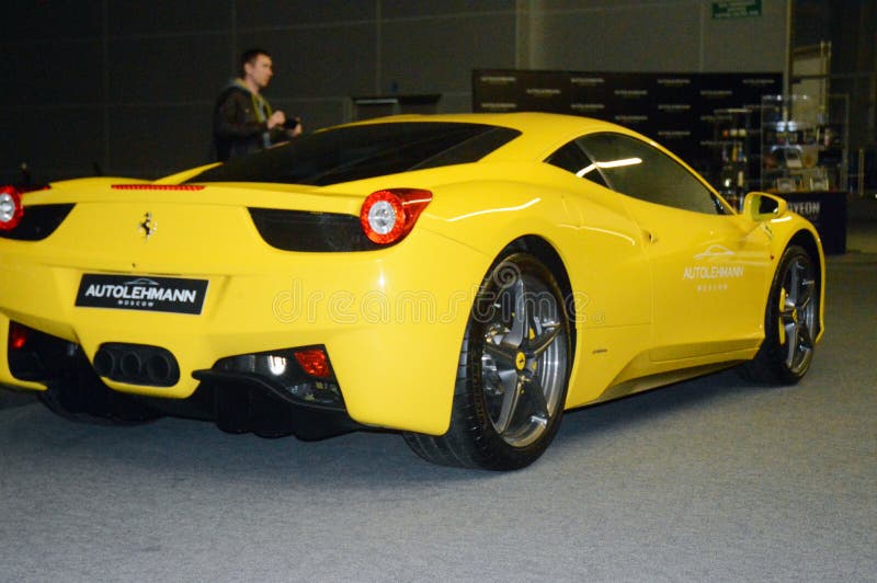 Ferrari 458 Italia Yellow Color in the Showroom Editorial Image - Image ...