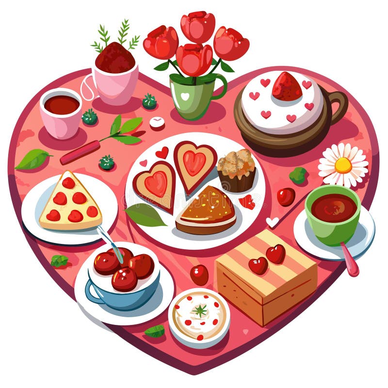Lambriuri de pahare de valentine cu căpșuni și colocașuri pe masă. stock illustration