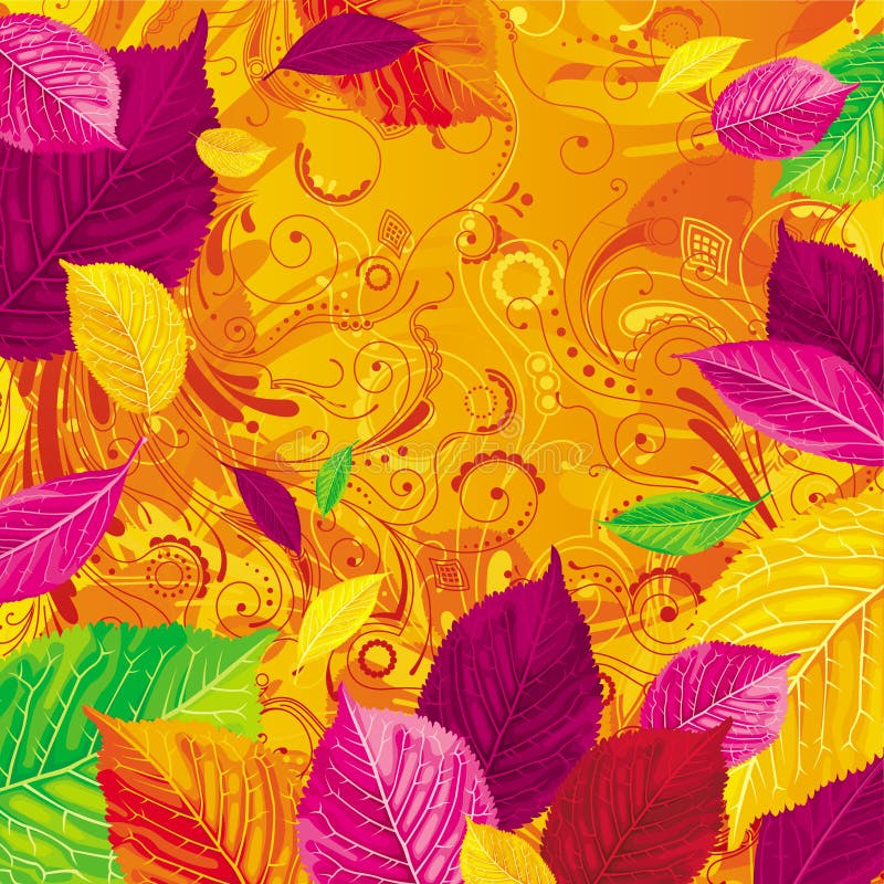 Lames d'automne saisonnières sur le fond d'or illustration de vecteur Lames d'automne saisonnières sur le fond d'or illustration de vecteur