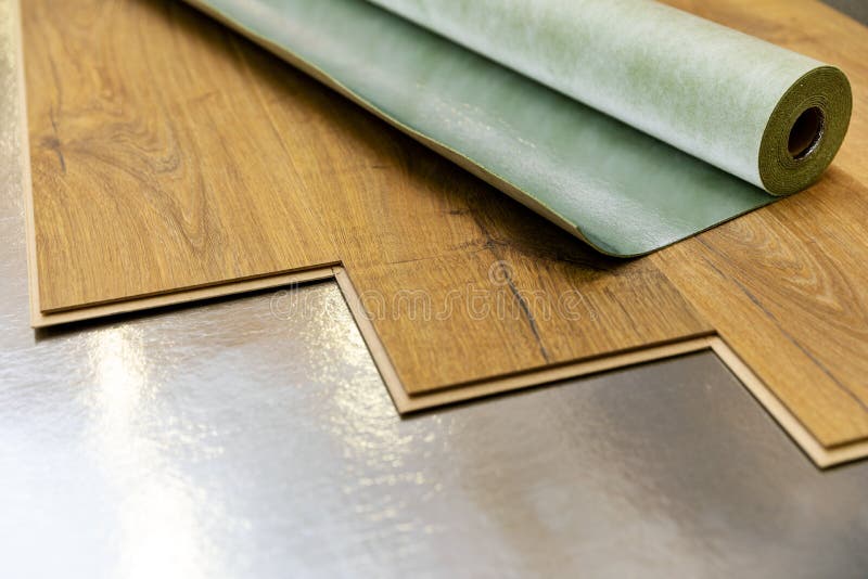 Laminate Floor Installation On Foil Underlay Stock Photo Image