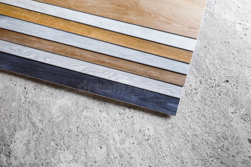 Laminate Flooring Planks Variations on Concrete Floor Stock Image Image of birch, abstract