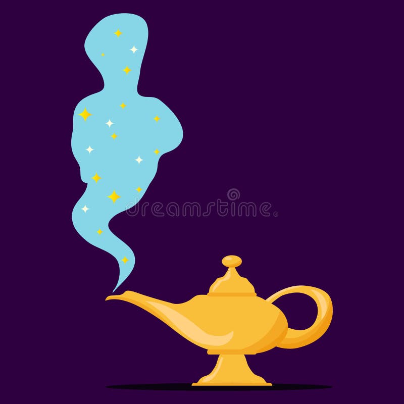 Lamp Aladdin with gin, the magic lamp of Aladdin royalty free illustration Lamp Aladdin with gin, the magic lamp of Aladdin royalty free illustration