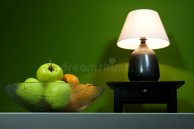 Lamp with fruits stock image. Image of floor, design, elegance 5440279