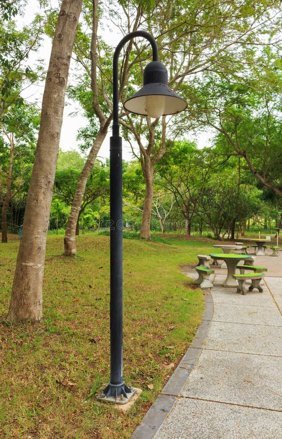 Lamp in the Park stock photo. Image of electric, greenery 64247006