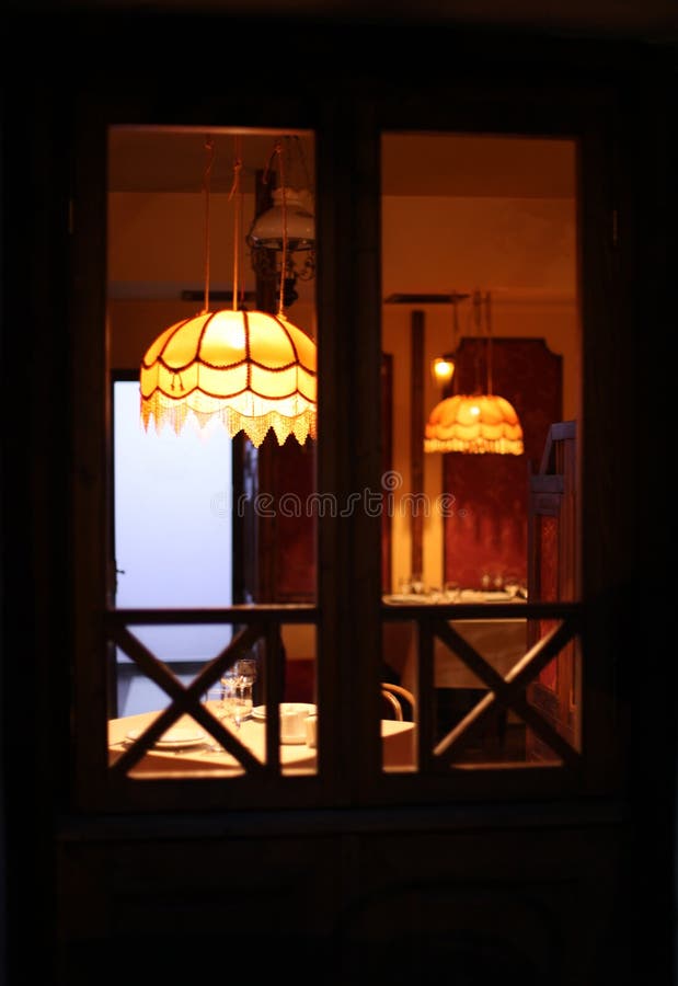 Lamp Shade in Blur Evening Home Room Stock Image Image of focus, home