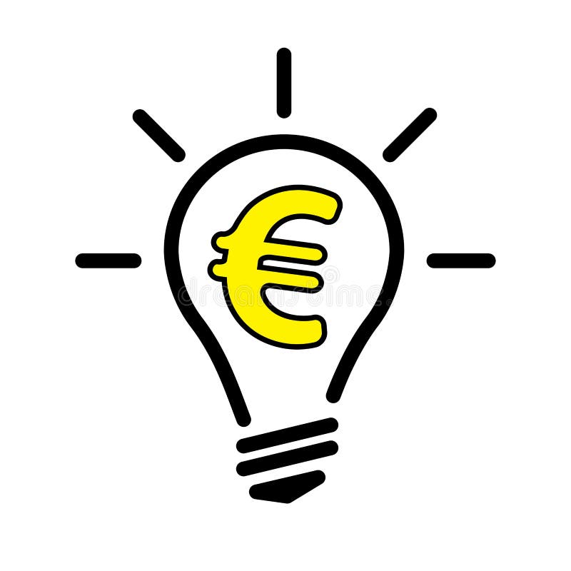Lampa för ljus kula med eurovalutasymbol royaltyfri illustrationer Lampa för ljus kula med eurovalutasymbol royaltyfri illustrationer