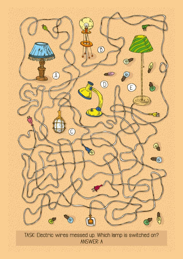 Lampa Maze Game stock illustrationer Lampa Maze Game stock illustrationer