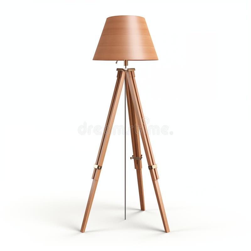 Lampada da pavimento in legno con design semplice in ambienti interni luminosi illustrazione vettoriale