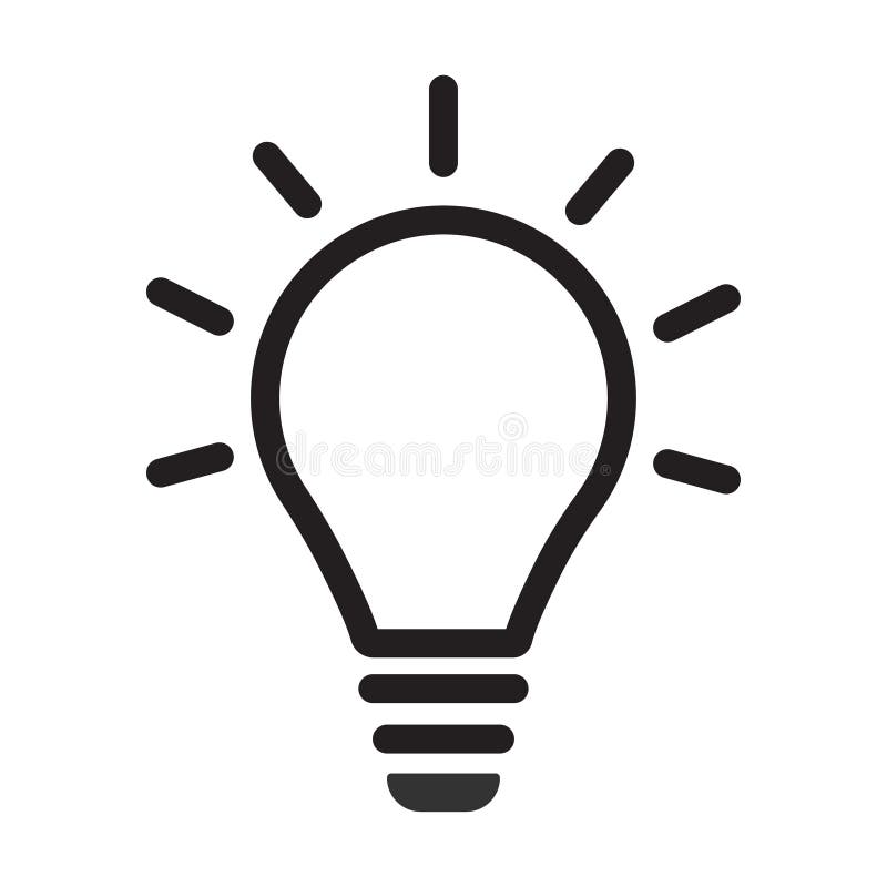 Lampada a incandescenza/lampadina accesa o icona del vettore di linea di idee per app e siti Web