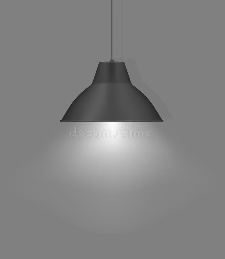 Lampada a pendenza Luce interna moderna Chandelier con lampadina di metallo grigio Illustrazione realistica dei vettori