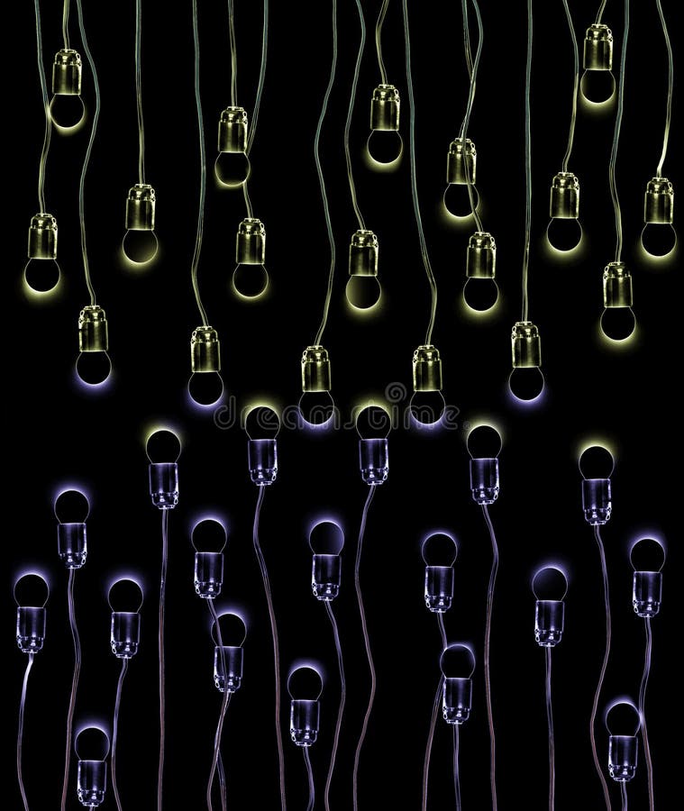 Electric lamps on a black background. Electric lamps on a black background