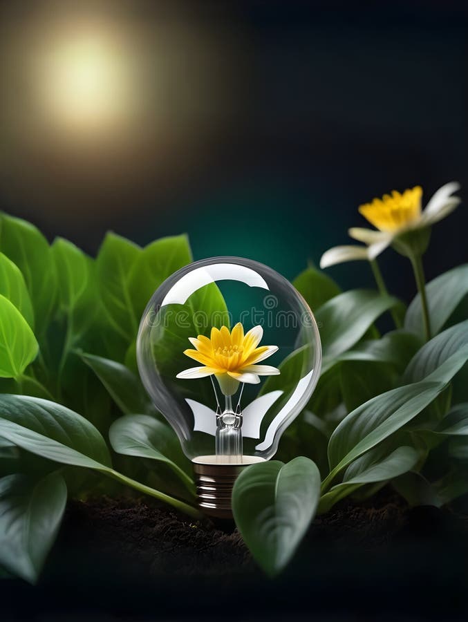 Lampadina floreale che cresce dal suolo illustrazione vettoriale