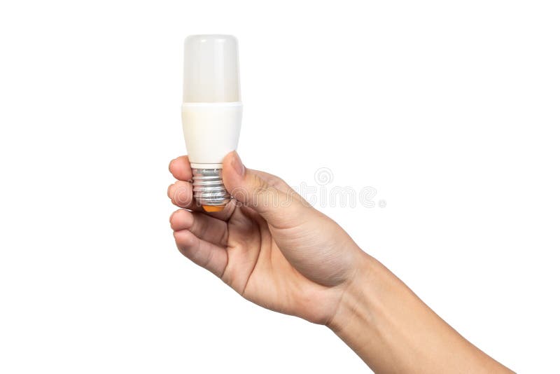 Lampadina a LED usata con mano maschile o maschile sullo sfondo bianco per salvare il concetto di terra Lampada LED isolata fotografie stock libere da diritti Lampadina a LED usata con mano maschile o maschile sullo sfondo bianco per salvare il concetto di terra Lampada LED isolata fotografie stock libere da diritti