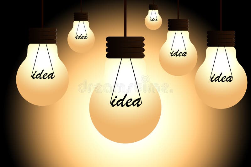 Creative idea bulbs with brown backdrop. Creative idea bulbs with brown backdrop