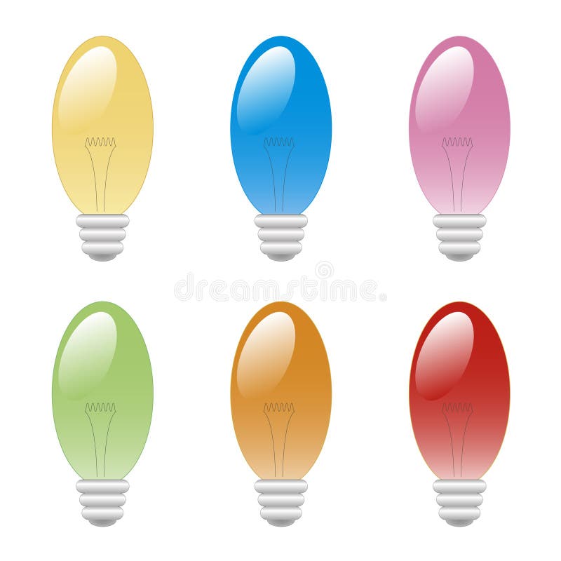 Colored light bulbs on white background. Colored light bulbs on white background