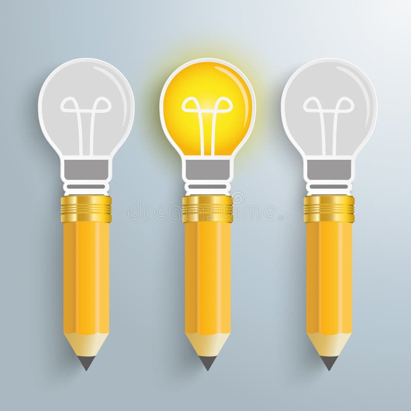 Pencils with bulbs on the gray background. Pencils with bulbs on the gray background.