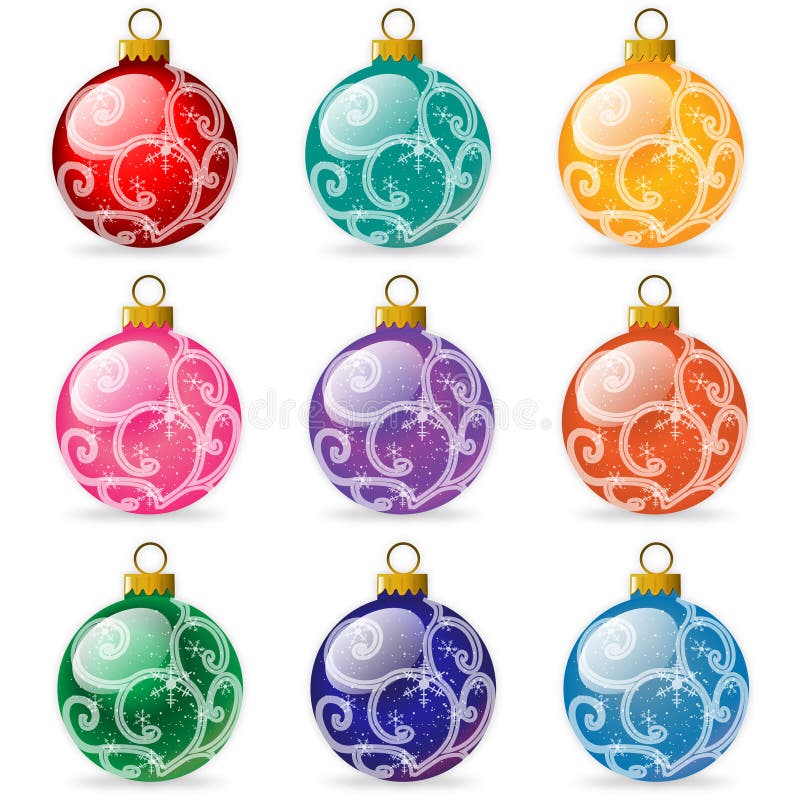 Christmas Tree Ornament Bulbs Set. Christmas Tree Ornament Bulbs Set
