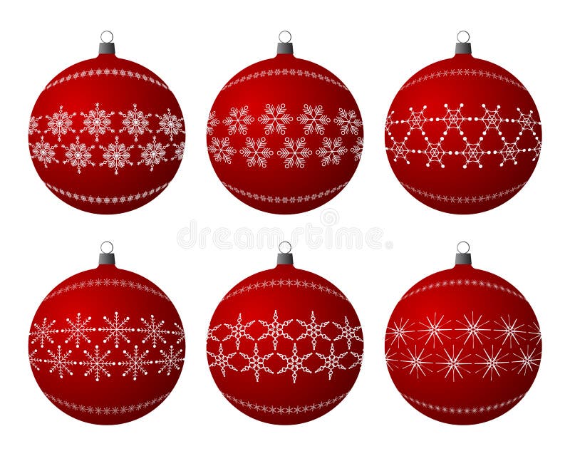 Red christmas bulbs with snowflakes. Red christmas bulbs with snowflakes