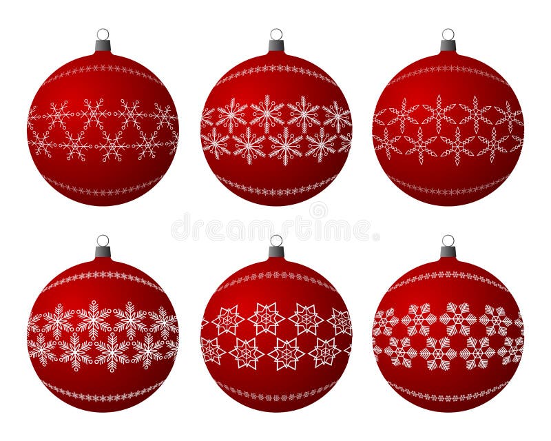 Red christmas bulbs with snowflakes. Red christmas bulbs with snowflakes