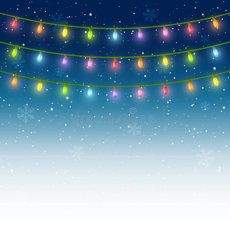 Christmas light bulbs on starry sky background. Christmas light bulbs on starry sky background