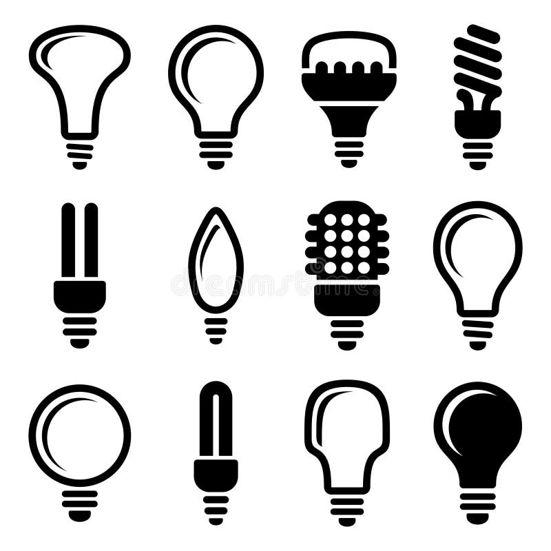 Lampadine. Insieme dell'icona della lampadina illustrazione vettoriale Lampadine. Insieme dell'icona della lampadina illustrazione vettoriale