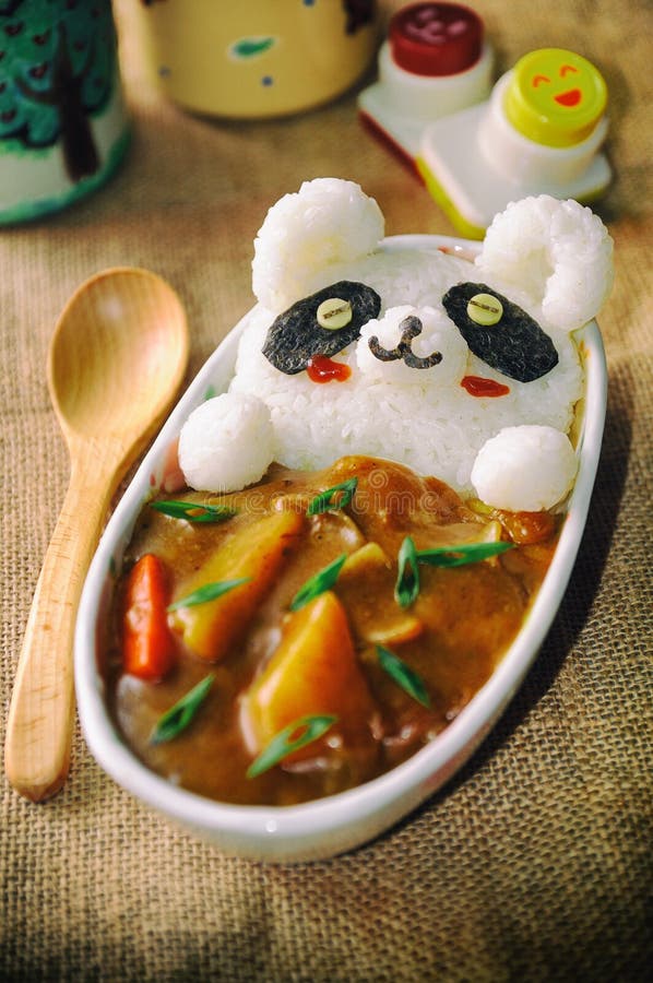 Lamparta kot Onigiri w Japońskim curry'ego Uroczym, Ślicznym jedzeniu/