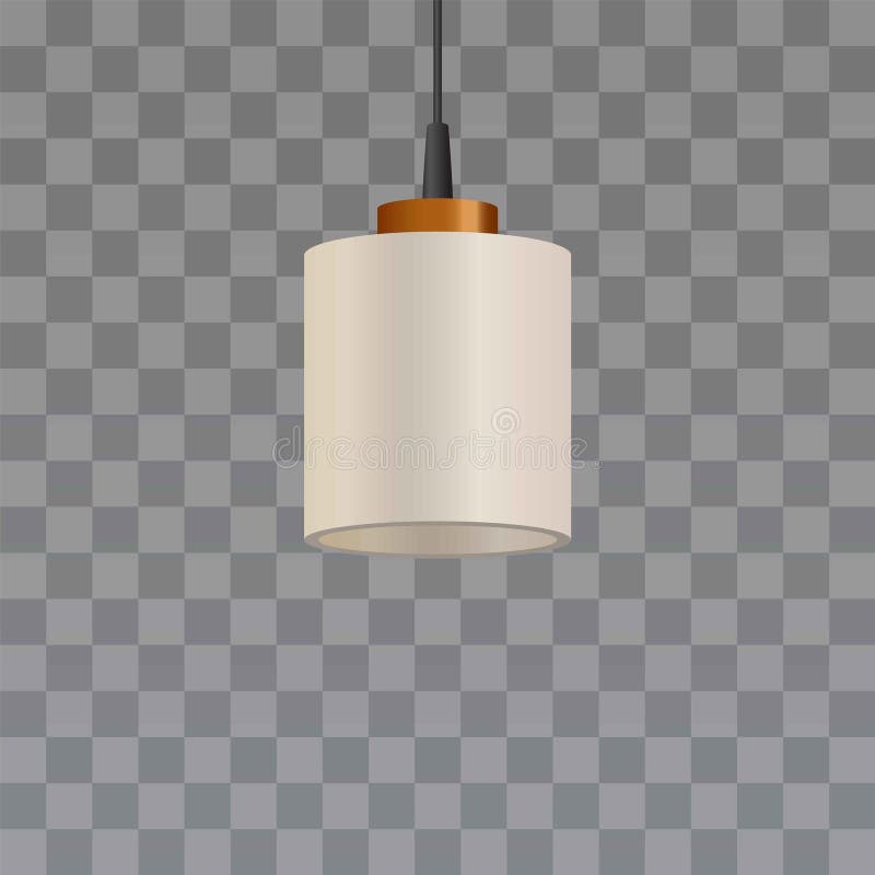 Lampe de plafond avec abat-jour blanc cylindrique forme vectoriel interrupteur de suspension lanterne lustre fond transparent illustration stock