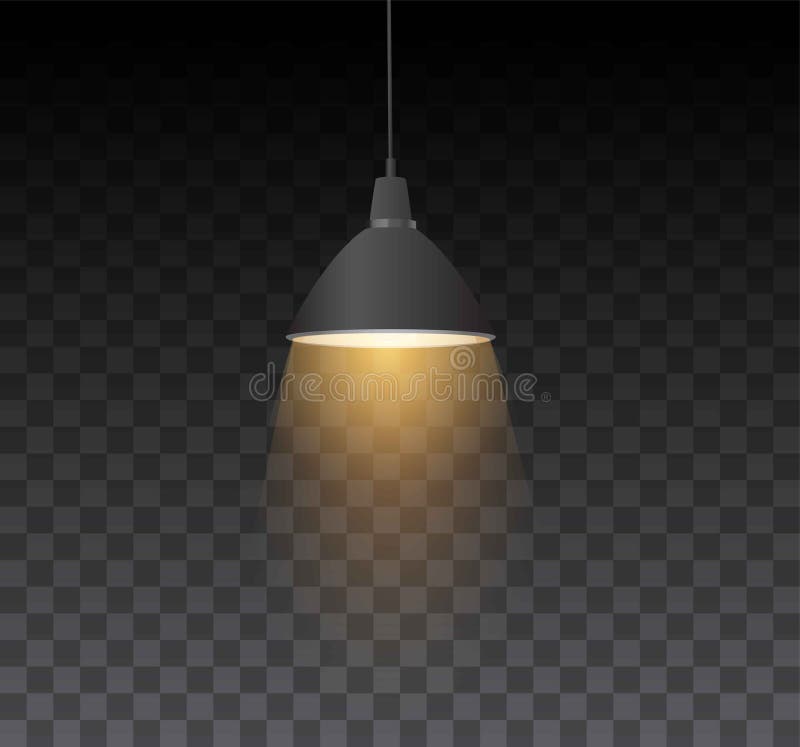 Lampe de plafond noir métallique abat-jour ronde commutateur vectoriel sur lustre à lanterne suspendu sur fond transparent illustration stock