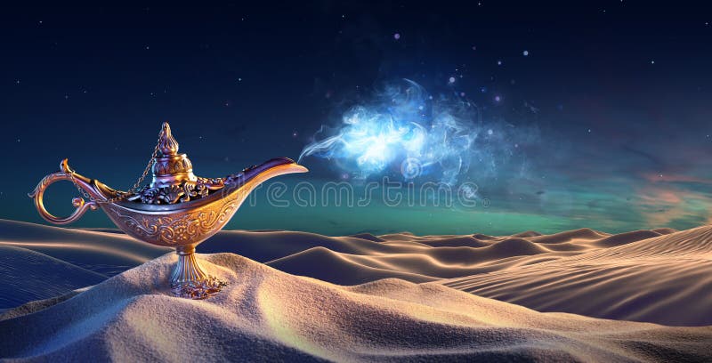Lampe von Wünschen in der Wüste - Genie Coming Out