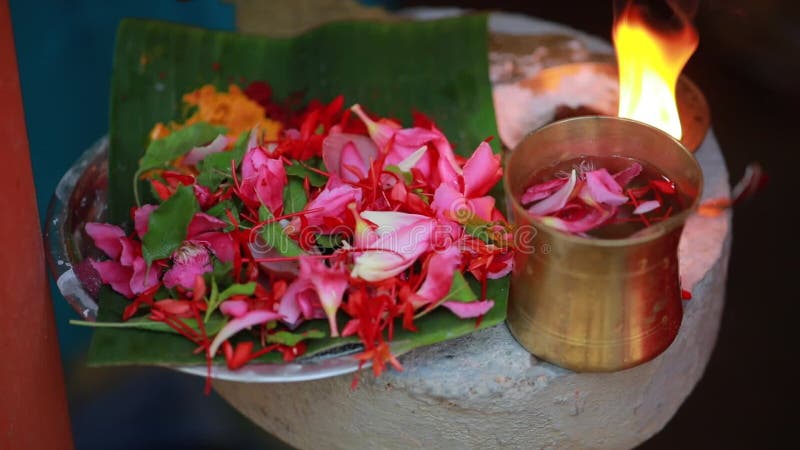 La traditionnelle lampe à huile en céramique du sud de l'inde nilavilakku lors de la cérémonie de mariage nilavilakku est allumé a banque de vidéos