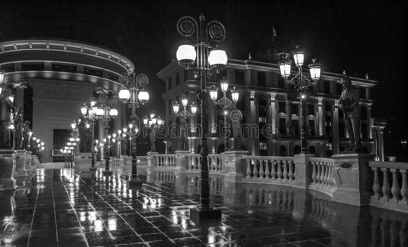 Deštivý noc, v, na most z umění.