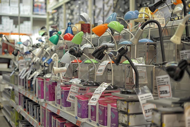 Lamps in the store editorial stock image. Image of glowing 39642394