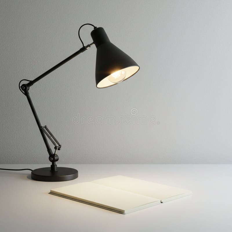 Lampă de birou modernă cu Design ajustabil pentru spațiu de lucru și productivitate cu linie de comandă rapidă și tehnologie AIGen royalty free illustration