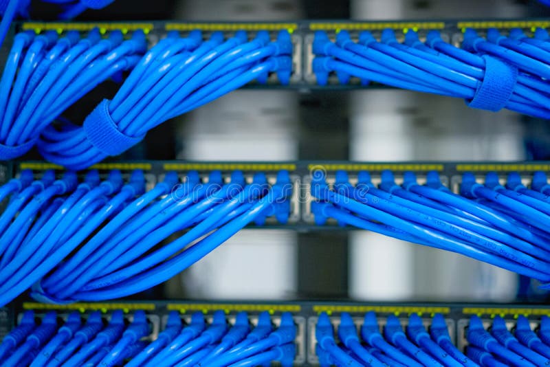 LAN Cable Wiring and Networking in the Data Center. Stock Photo Image