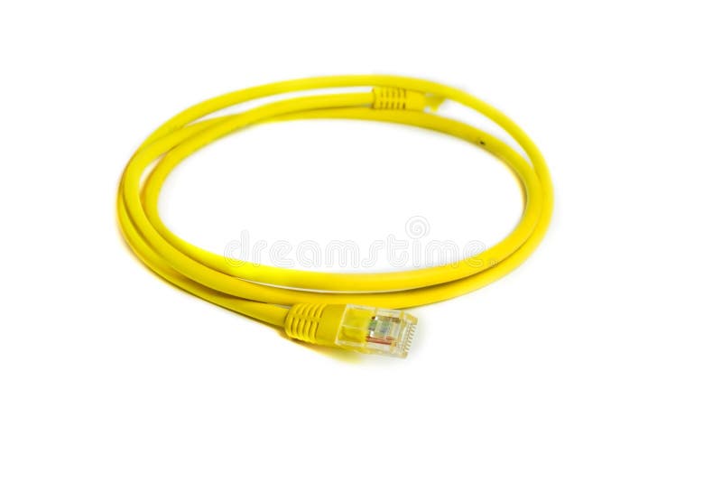 LAN network connection Ethernet RJ-45 cable yellow color. royalty free stock photo LAN network connection Ethernet RJ-45 cable yellow color. royalty free stock photo