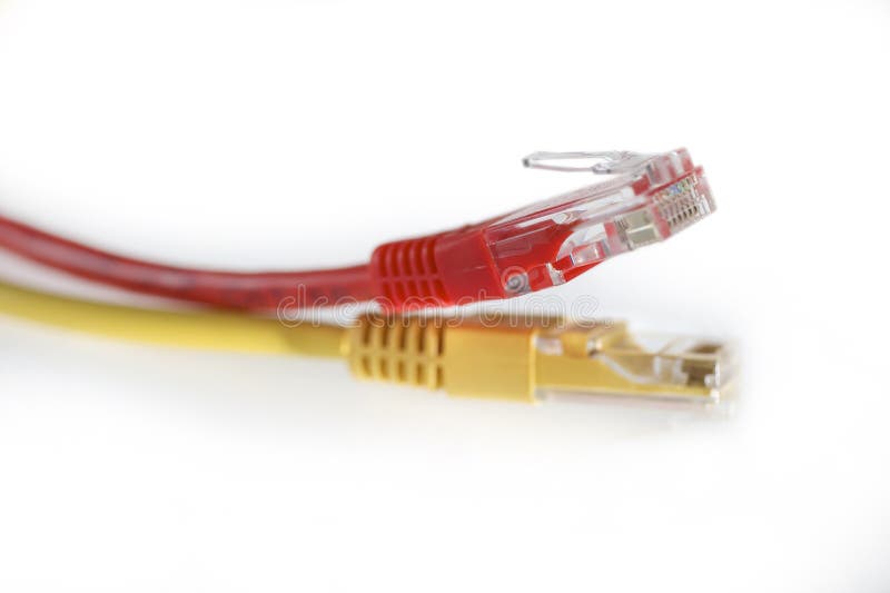 LAN Yellow and red Cat 5 Wire cable