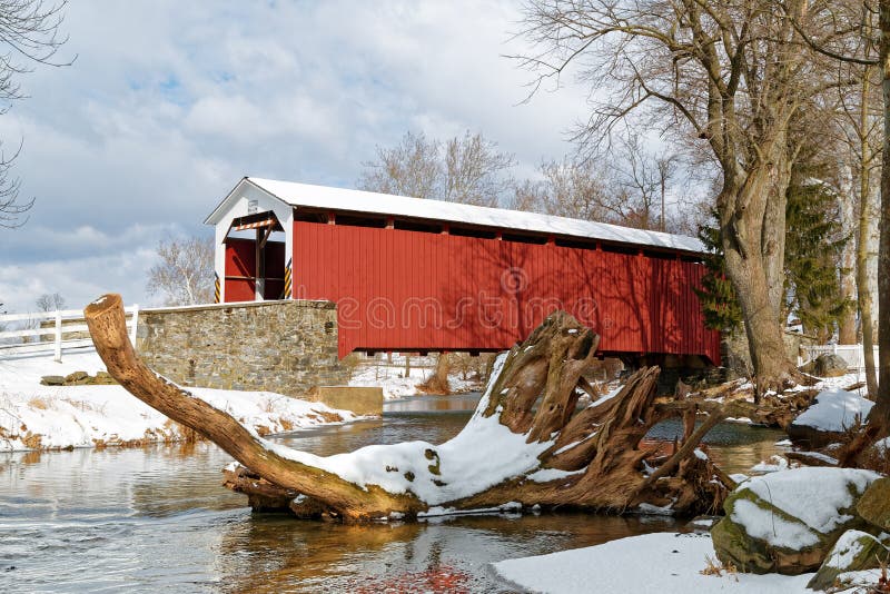 Lancaster County Covered Bridge in Winter