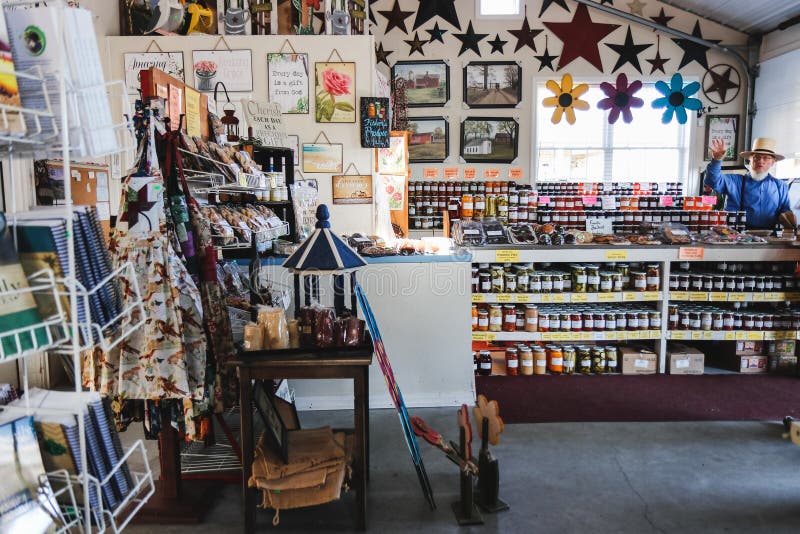 LANCASTER, PENNSYLVANIA - MARCH 21, 2018: Interior of rural organic market. Natural products sale. royalty free stock photo LANCASTER, PENNSYLVANIA - MARCH 21, 2018: Interior of rural organic market. Natural products sale. royalty free stock photo