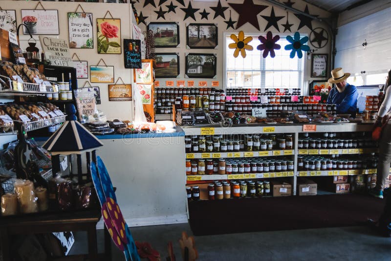 Interior of rural organic market. Natural products sale stock photos Interior of rural organic market. Natural products sale stock photos