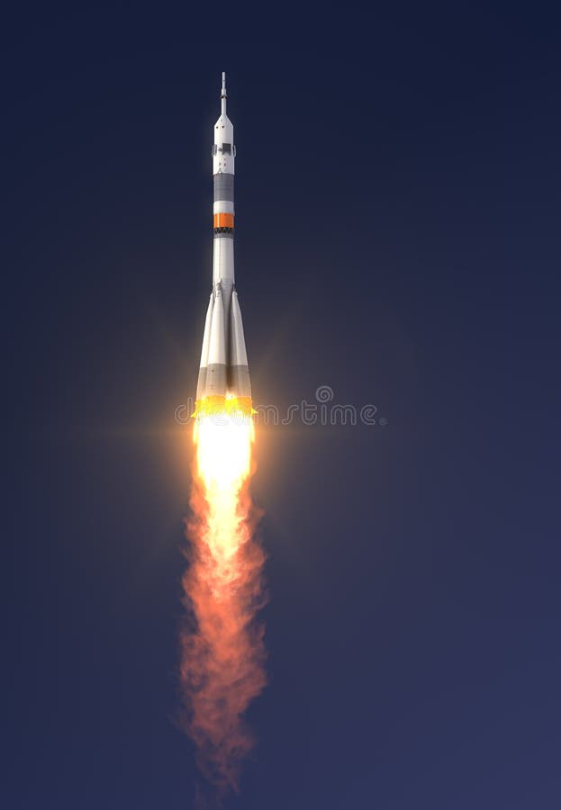 Lancement de Soyuz-FG de fusée de transporteur illustration de vecteur Lancement de Soyuz-FG de fusée de transporteur illustration de vecteur