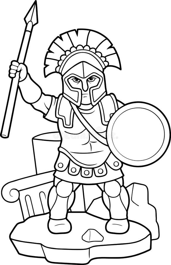 Lancia spartana in sua mano royalty illustrazione gratis Lancia spartana in sua mano royalty illustrazione gratis