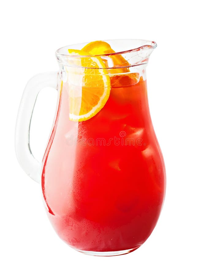 Lanciatore della limonata Bevanda della limonata della fragola con l'arancia fotografia stock libera da diritti Lanciatore della limonata Bevanda della limonata della fragola con l'arancia fotografia stock libera da diritti