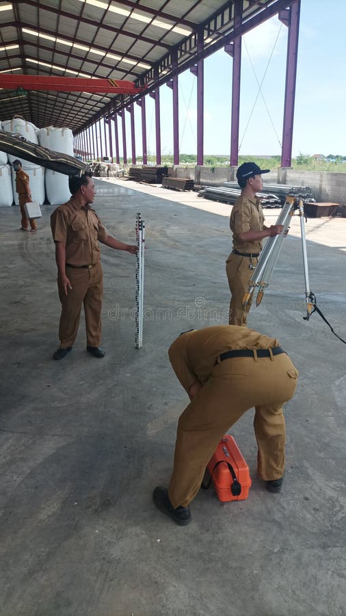 Measurement of Land for Construction. a Theodolite.Total Station Stock