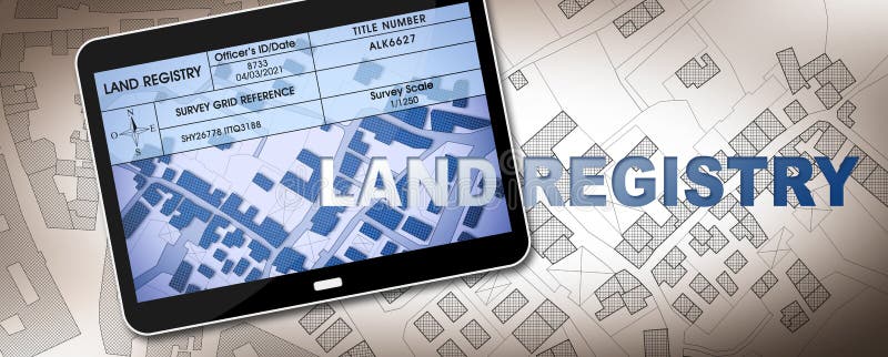 Land Registry Concept Image with an Imaginary Cadastral Map of 