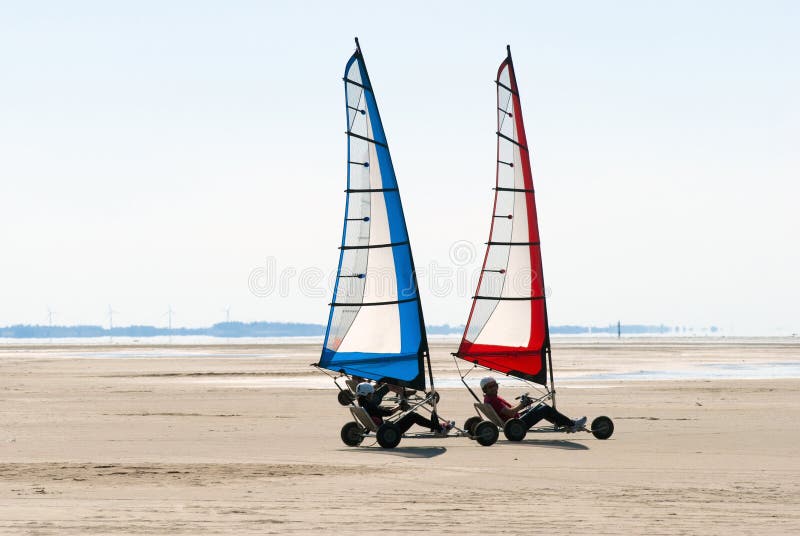 Land sailing on the beach