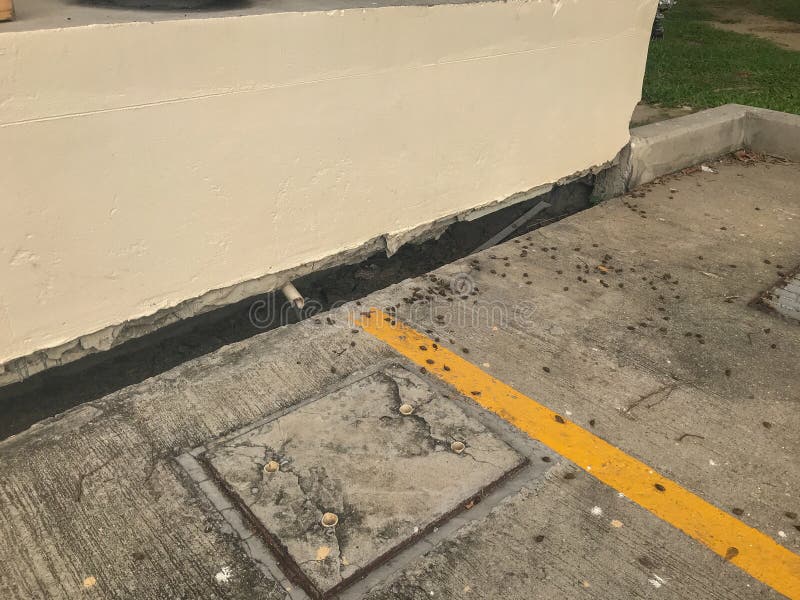 Land Subsidence Gap between Hole and Building Stock Photo Image of