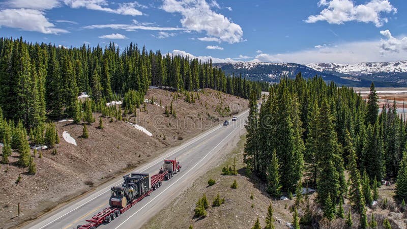 Land transport process of prefabricated elements for the oil and gas industry. Load structural stock images, royalty-free photos and pictures