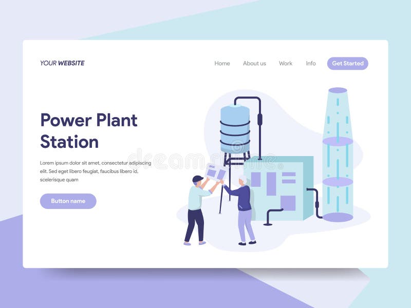 Landa sidamallen av begreppet för kraftverkstationsillustration Isometriskt plant designbegrepp av webbsidadesignen för website royaltyfri illustrationer Landa sidamallen av begreppet för kraftverkstationsillustration Isometriskt plant designbegrepp av webbsidadesignen för website royaltyfri illustrationer