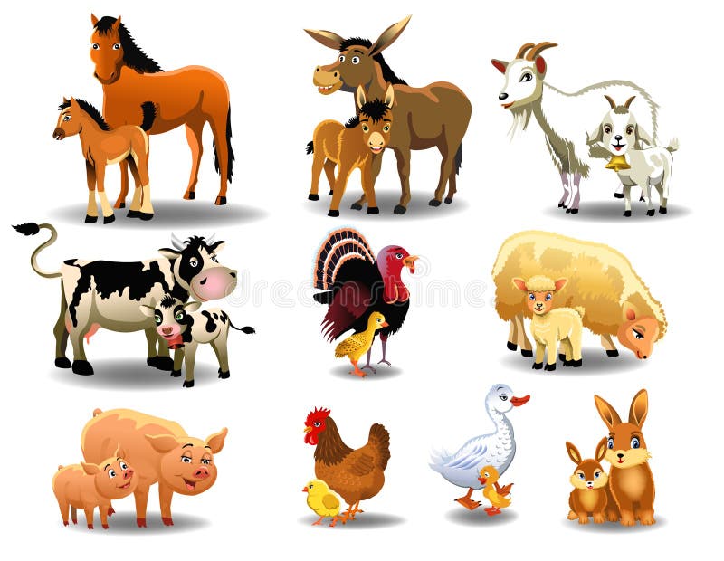 Landbouwbedrijfdieren en hun babys royalty-vrije illustratie Landbouwbedrijfdieren en hun babys royalty-vrije illustratie